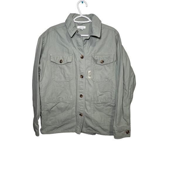Topshop button down lightweight denim jacekt womens 4-6 boho streetwear urban - Picture 1 of 8